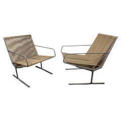 Pair Allan Gould All Original Low String Arm Chairs / architectual modernist