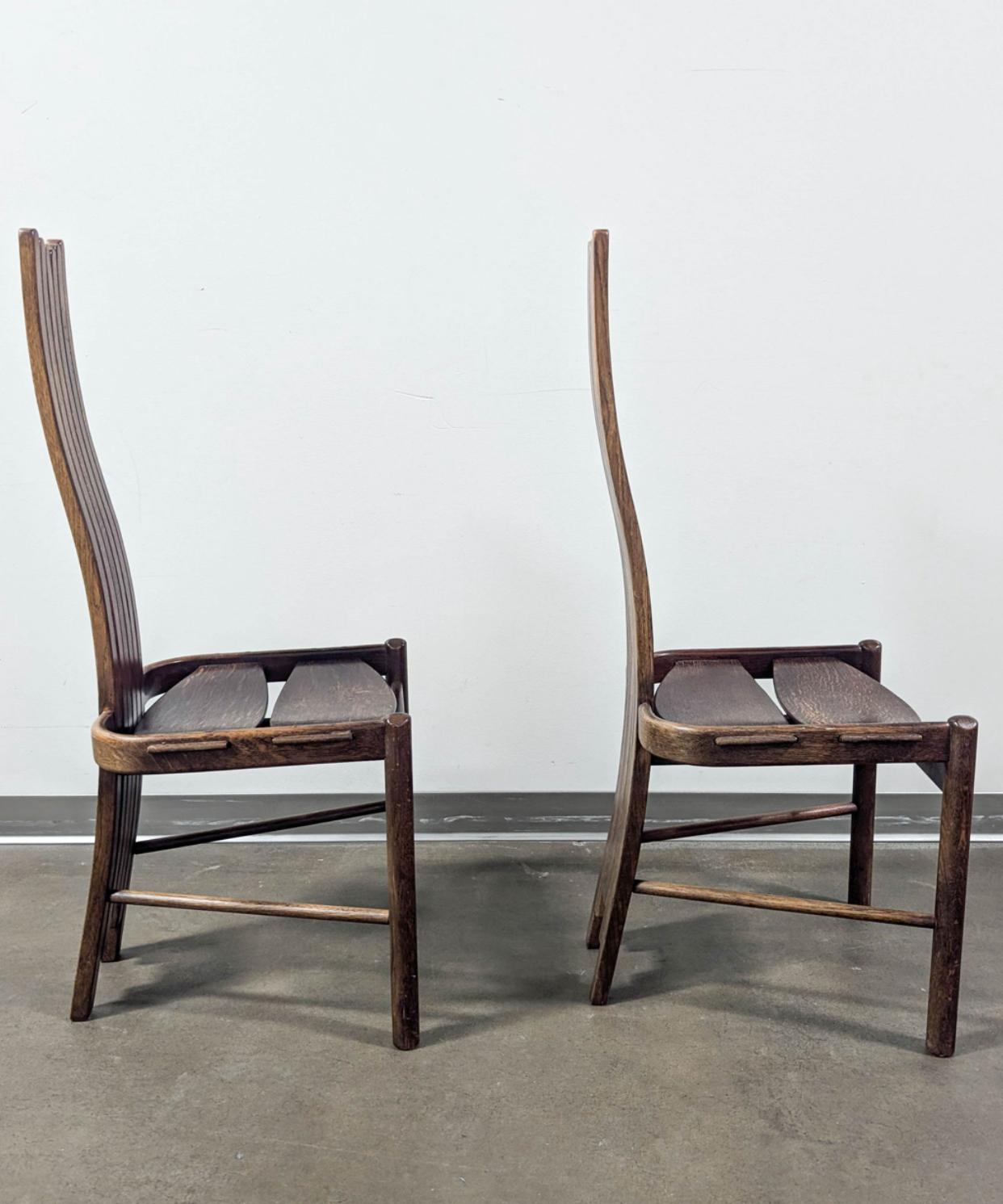 Mid-Century Modern Pair Allmilmo High Back Dining Chairs For Sale
