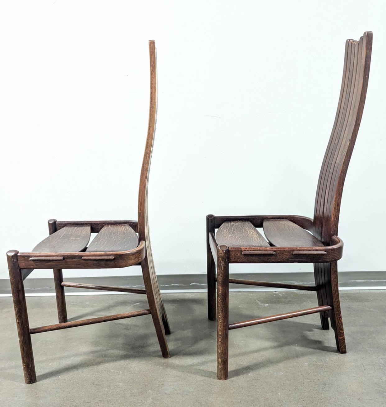 Pair Allmilmo High Back Dining Chairs In Good Condition For Sale In Chicago, IL