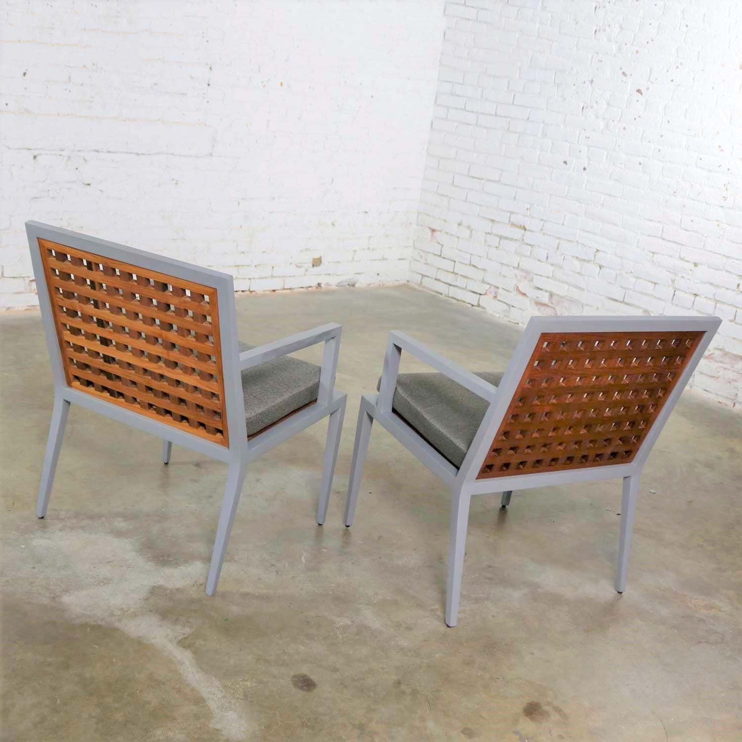 Aluminum and Teak Archetype Patio Chairs by Michael Vanderbyl for McGuire, Pair 1
