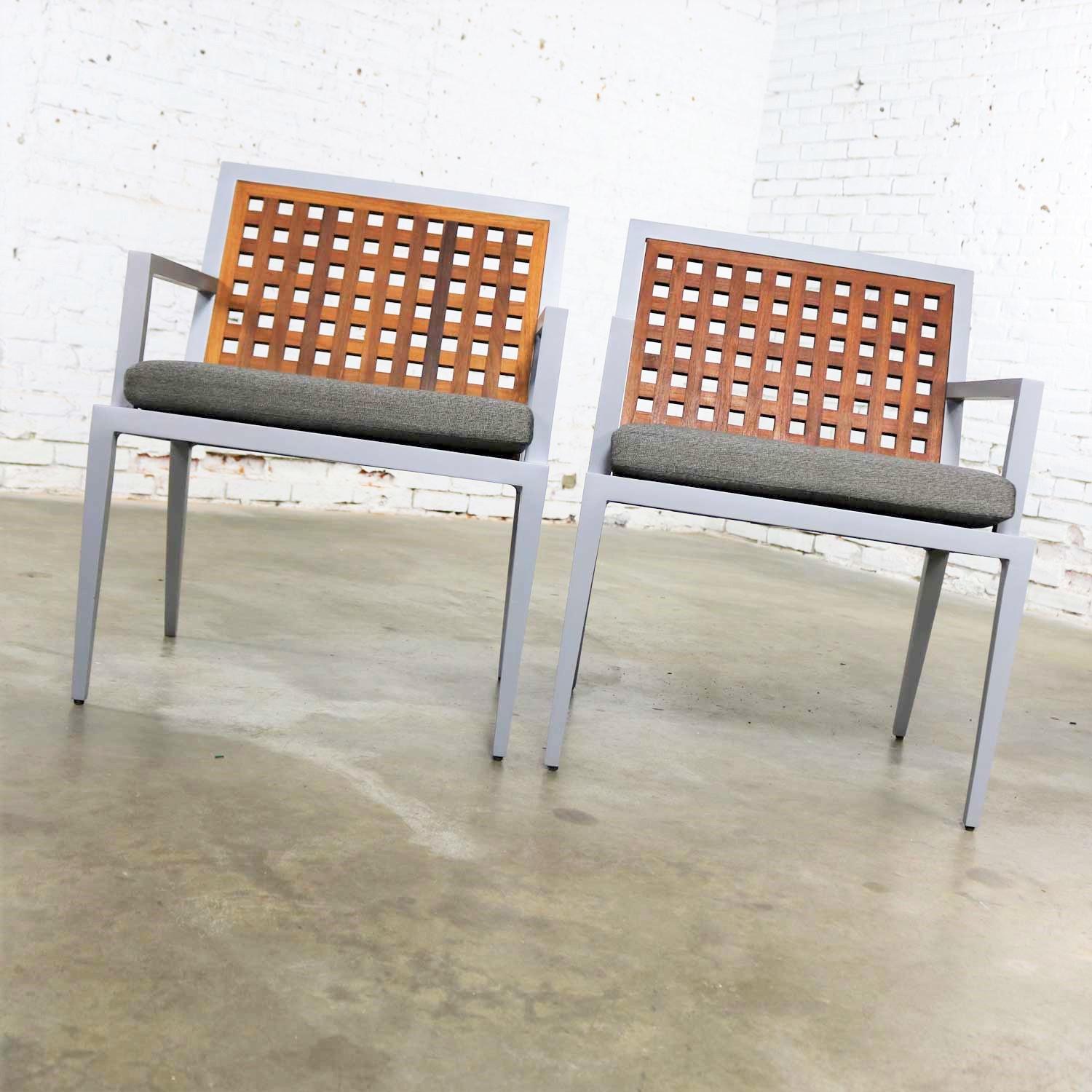 Aluminum and Teak Archetype Patio Chairs by Michael Vanderbyl for McGuire, Pair 2