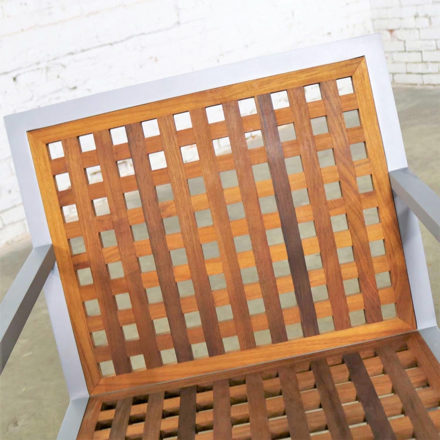Aluminum and Teak Archetype Patio Chairs by Michael Vanderbyl for McGuire, Pair 4