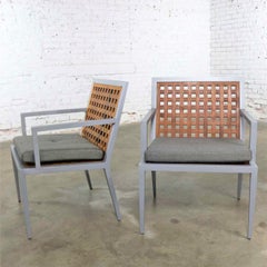 Chaises de patio en aluminium et en teck de type archétype par Michael Vanderbyl pour McGuire:: paire