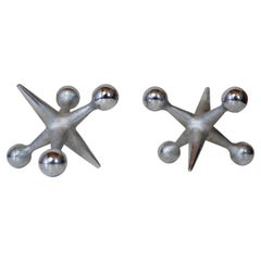 Par de sujeta-libros cromados Bill Curry Handmade Oversize Jacks - Jax Doorstops Años 60