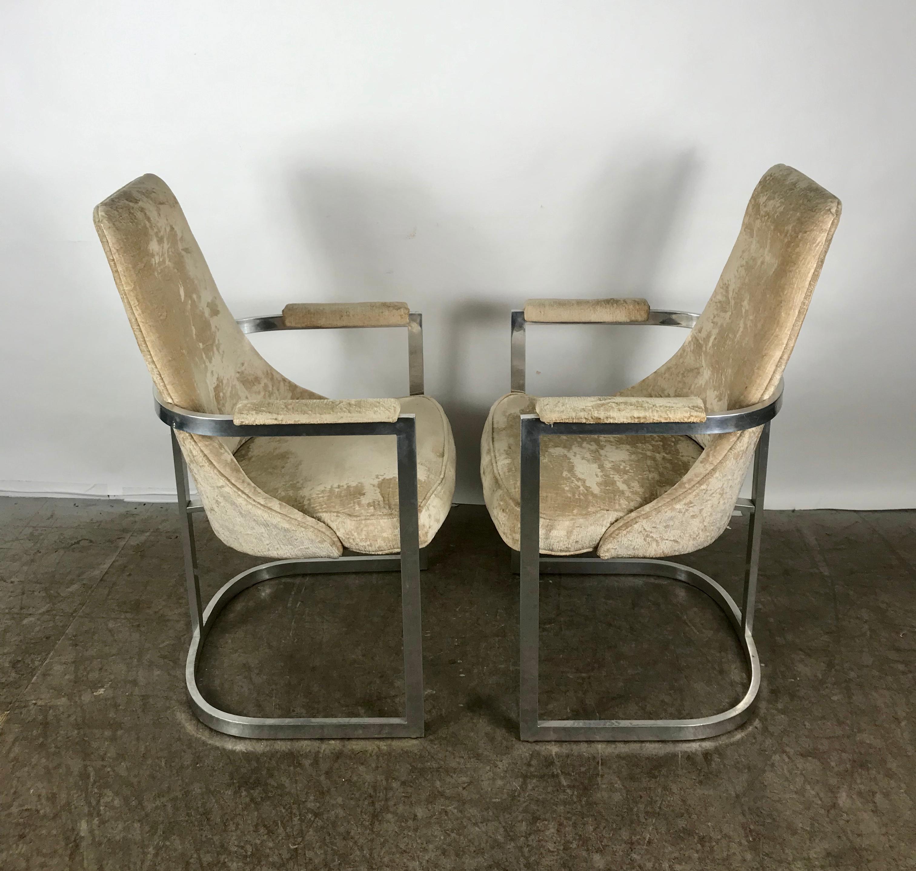 Mid-Century moderno Coppia di poltrone moderniste con struttura in alluminio, Milo Baughman/Thayer Coggin in vendita