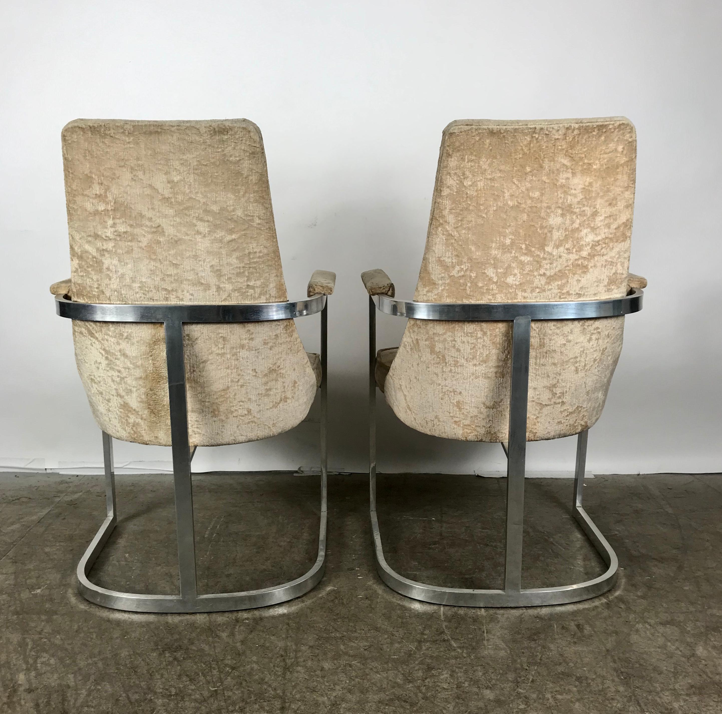 American Pair of Aluminum Frame Modernist Armchairs, Milo Baughman/Thayer Coggin For Sale