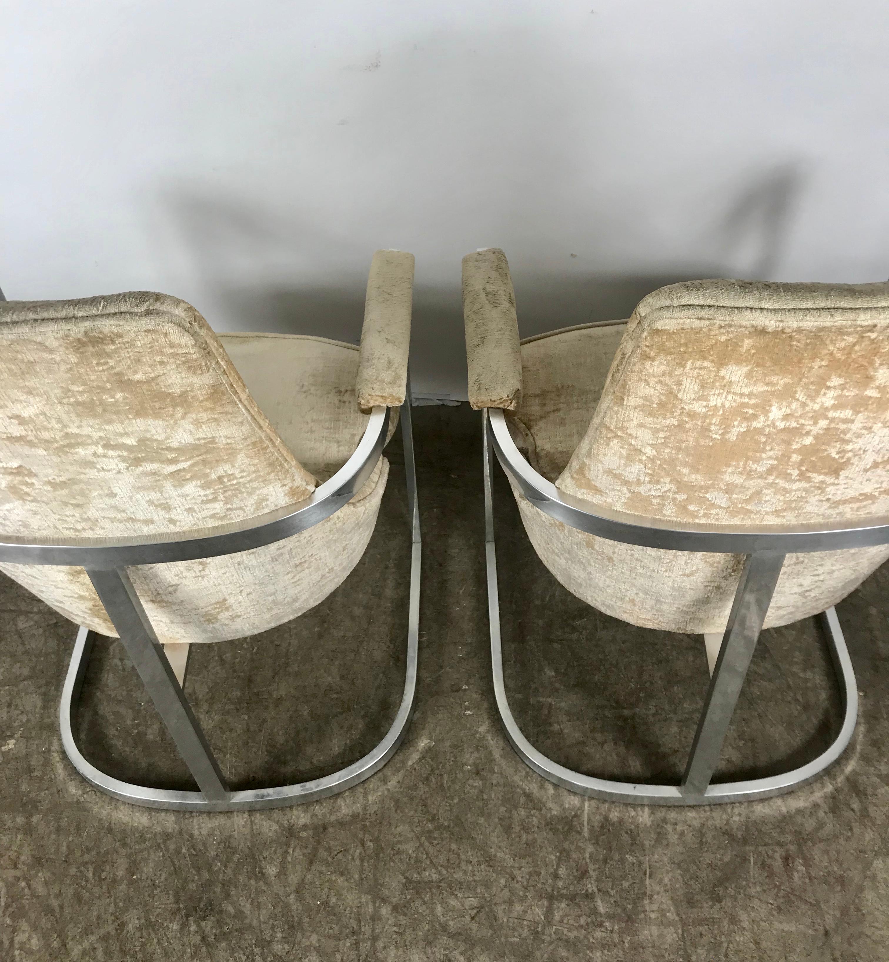 Pair of Aluminum Frame Modernist Armchairs, Milo Baughman/Thayer Coggin In Good Condition For Sale In Buffalo, NY