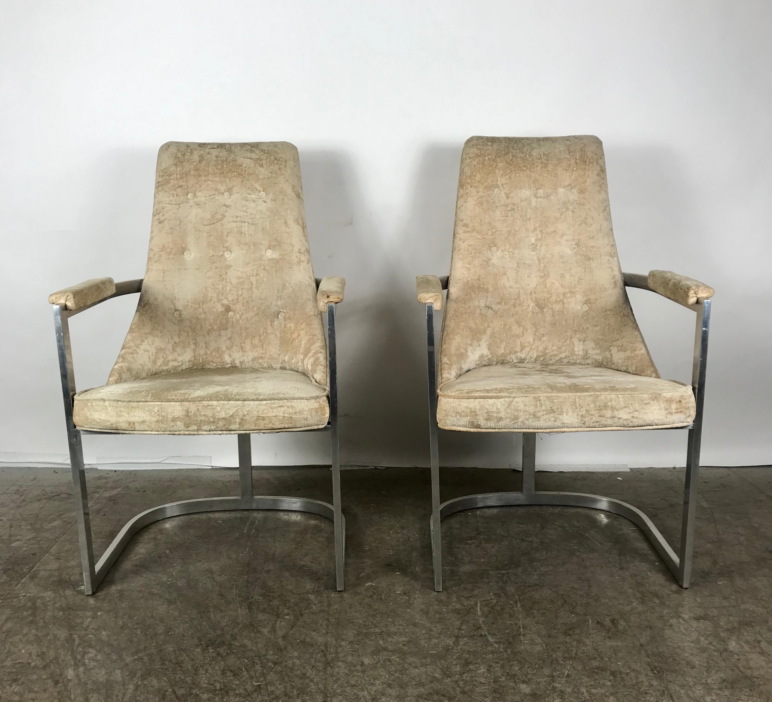 20ième siècle Paire de fauteuils modernistes à structure en aluminium, Milo Baughman/Thayer Coggin en vente
