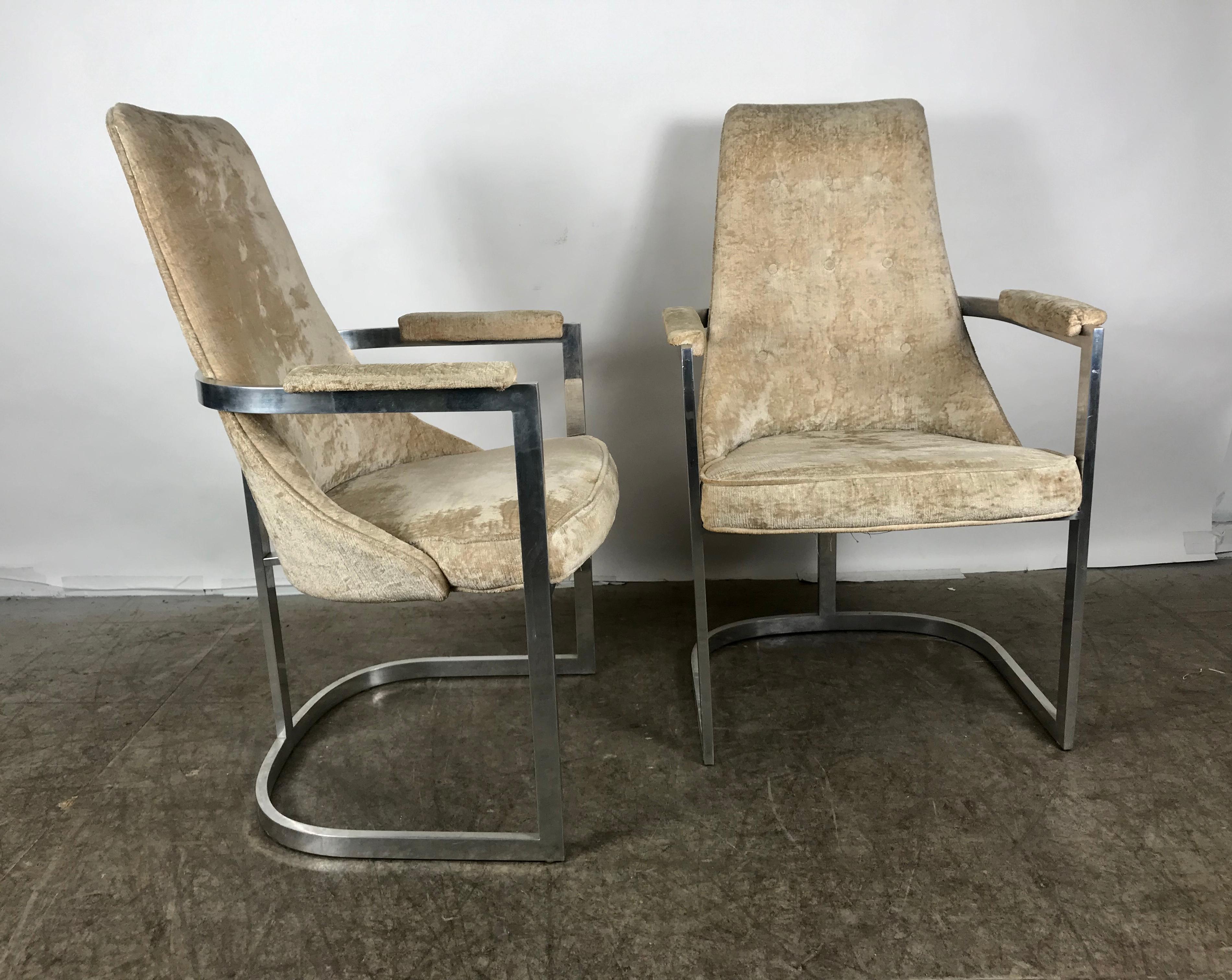 Paire de fauteuils modernistes à structure en aluminium, Milo Baughman/Thayer Coggin en vente 1