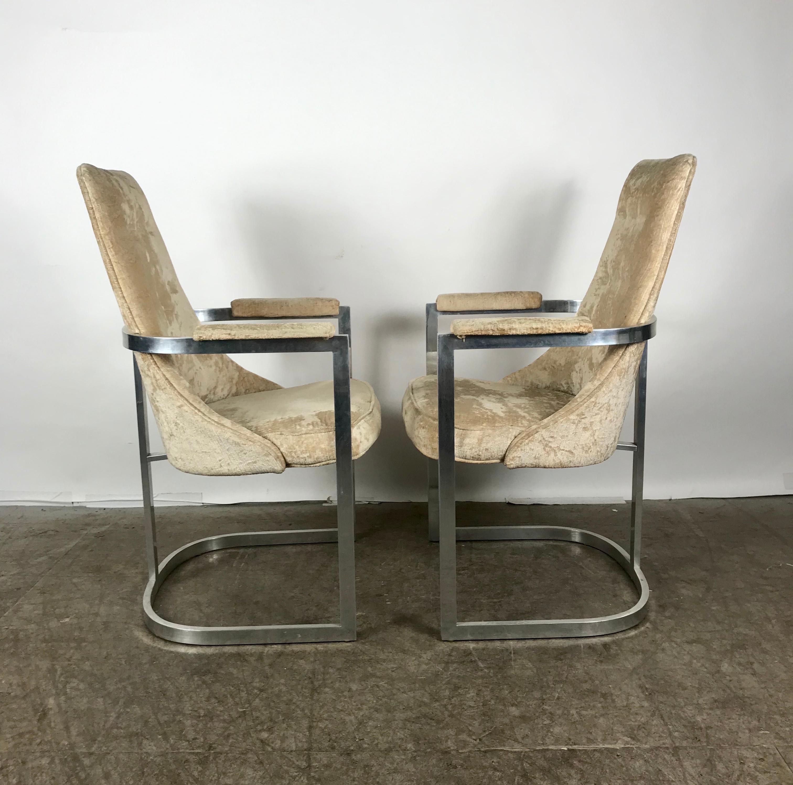 Pair of Aluminum Frame Modernist Armchairs, Milo Baughman/Thayer Coggin For Sale 3