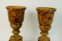 Amber Alabaster Urn Lamps, Hand Carved, Italian, Rewired, Circa 1940s