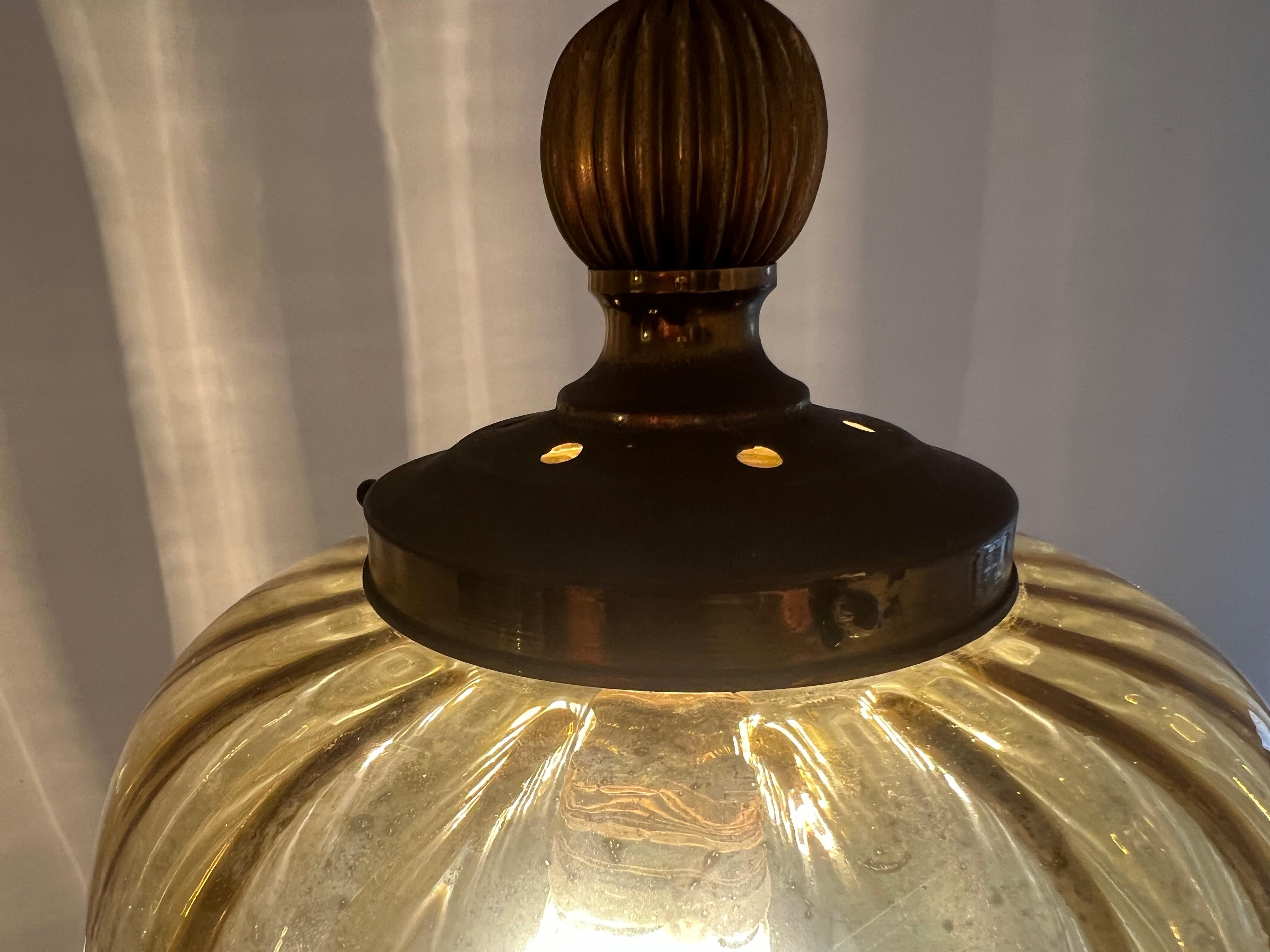 Pair Amber Lantern Chandeliers, Murano 4