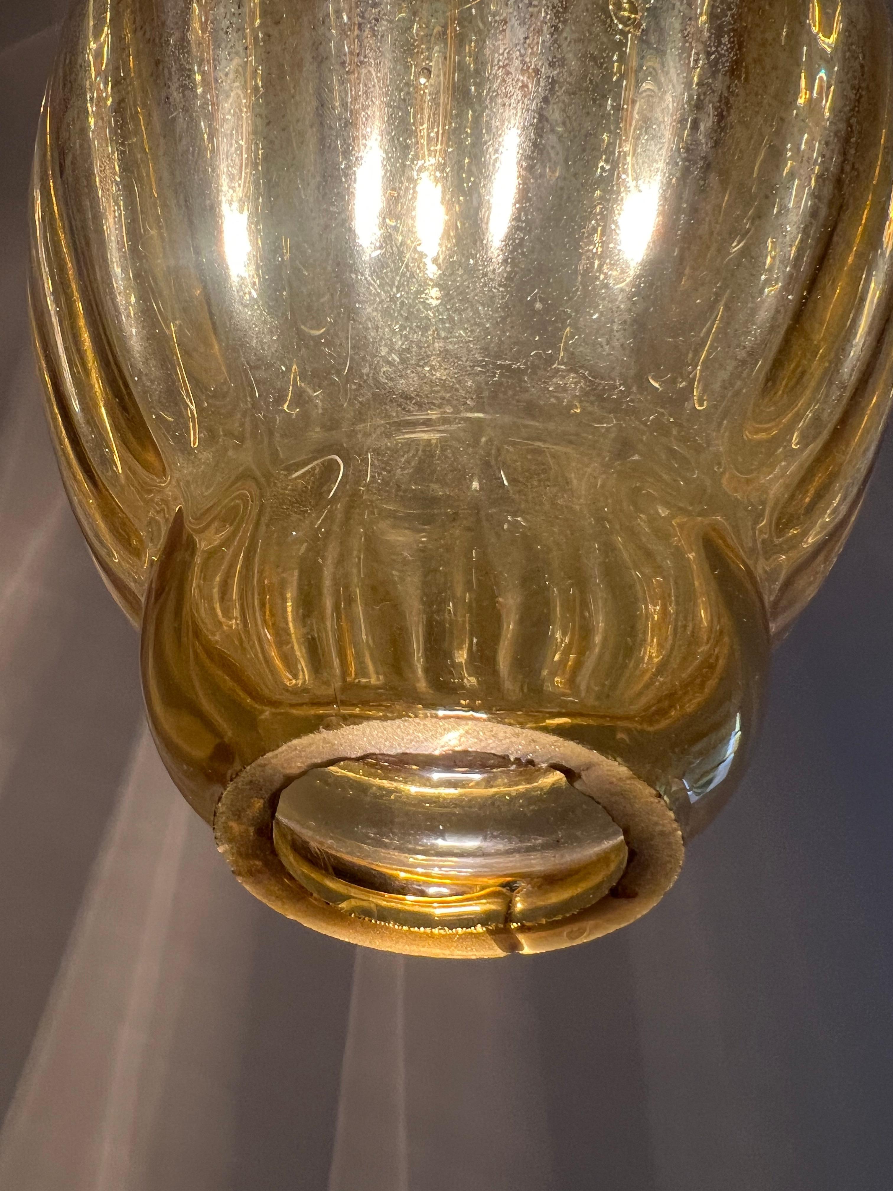 Pair Amber Lantern Chandeliers, Murano 7