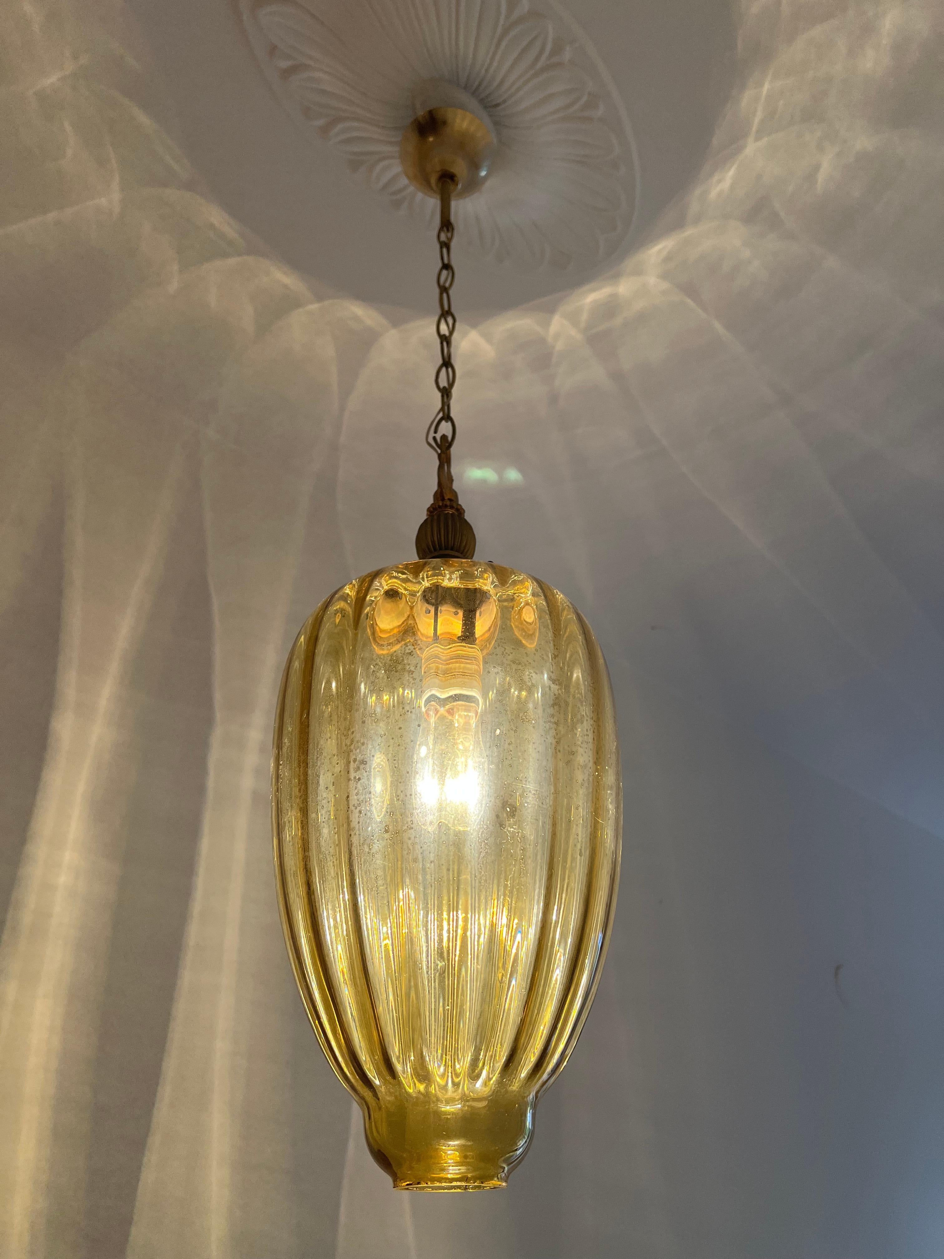 Pair Amber Lantern Chandeliers, Murano 10