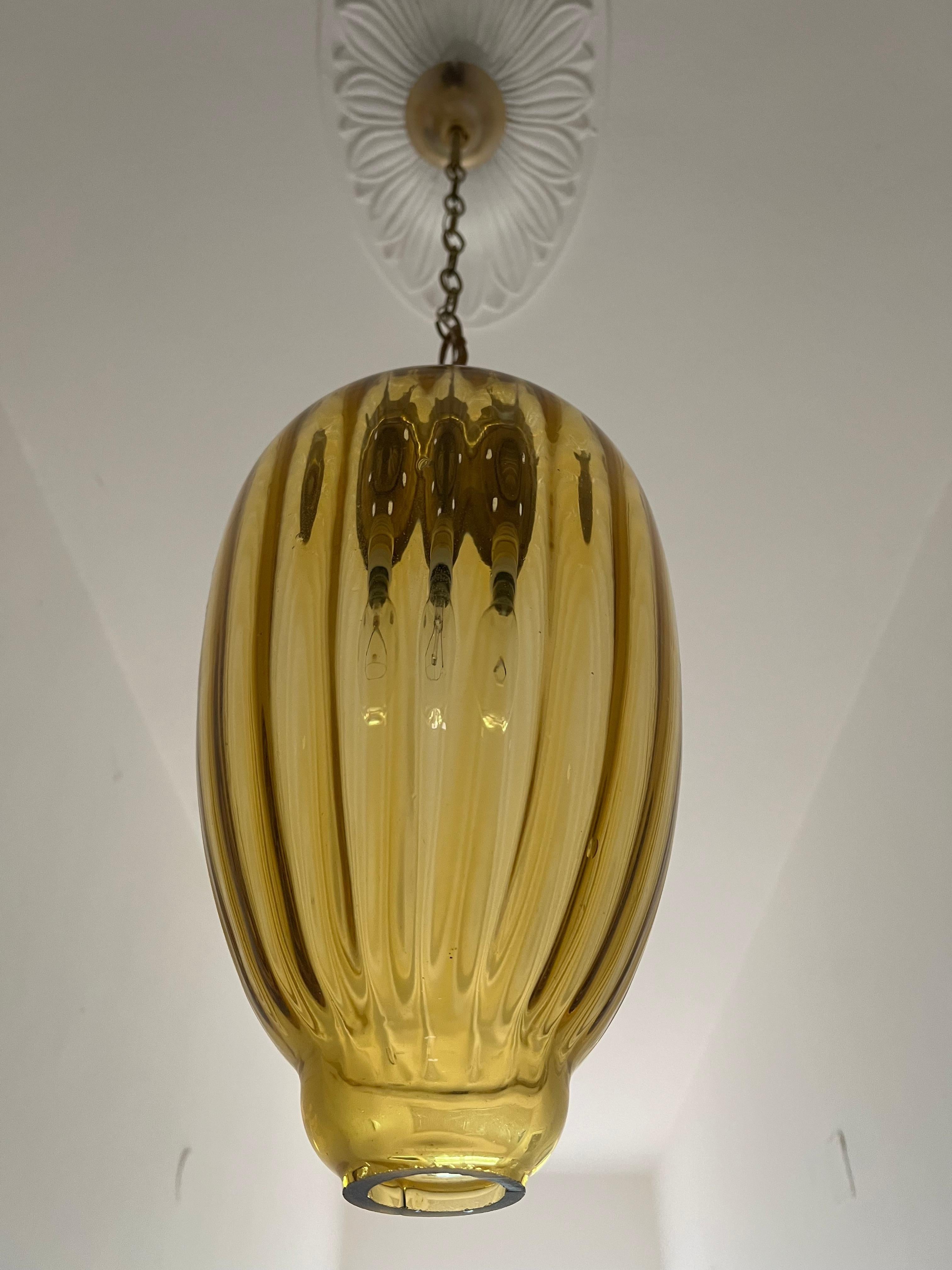Pair Amber Lantern Chandeliers, Murano 12