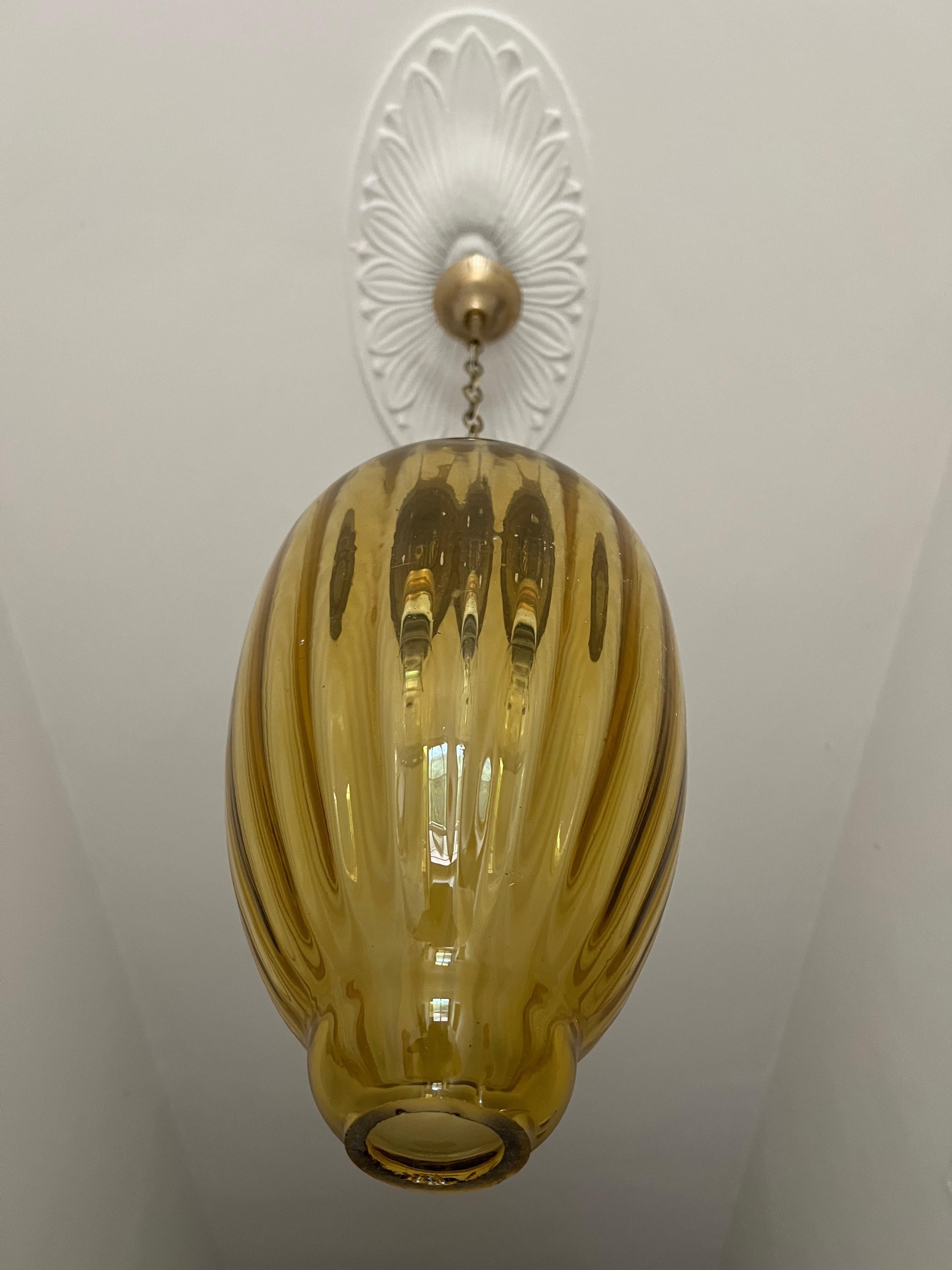 Pair Amber Lantern Chandeliers, Murano 13
