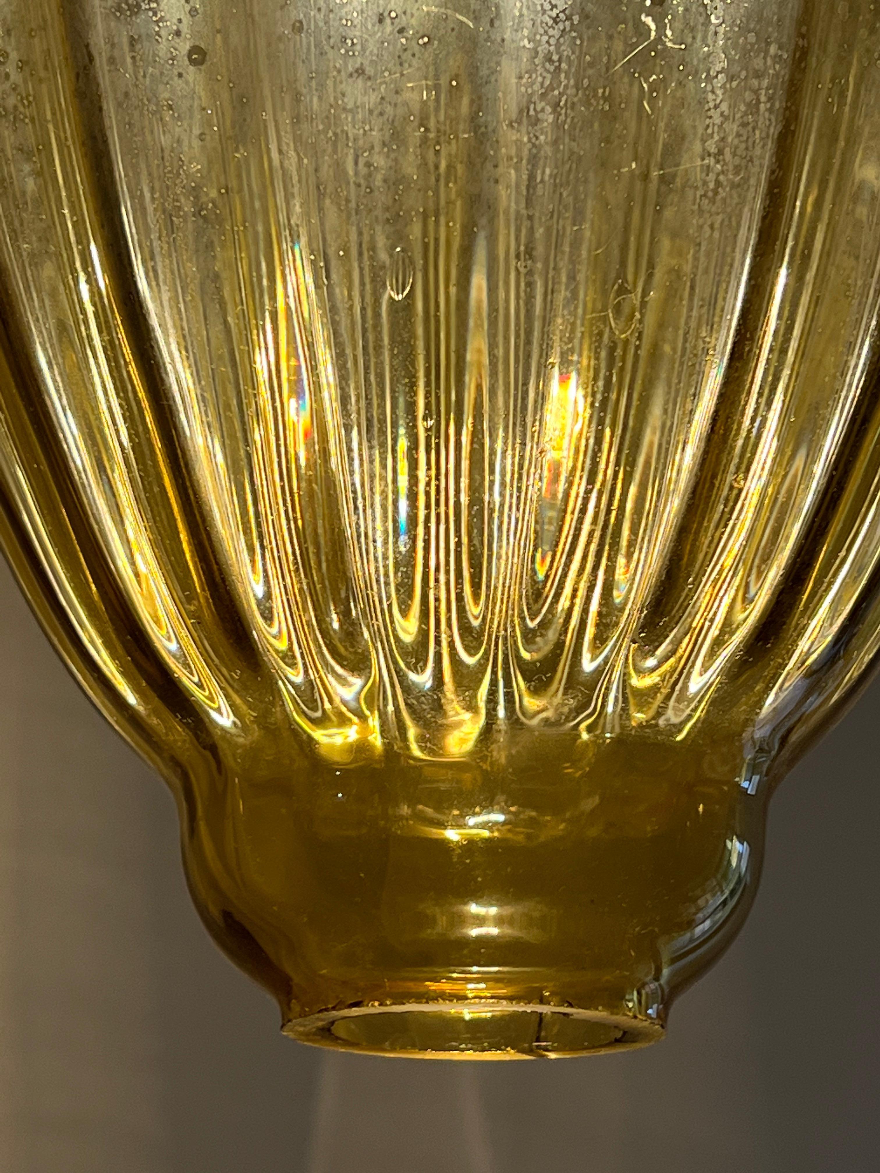 Pair Amber Lantern Chandeliers, Murano 1