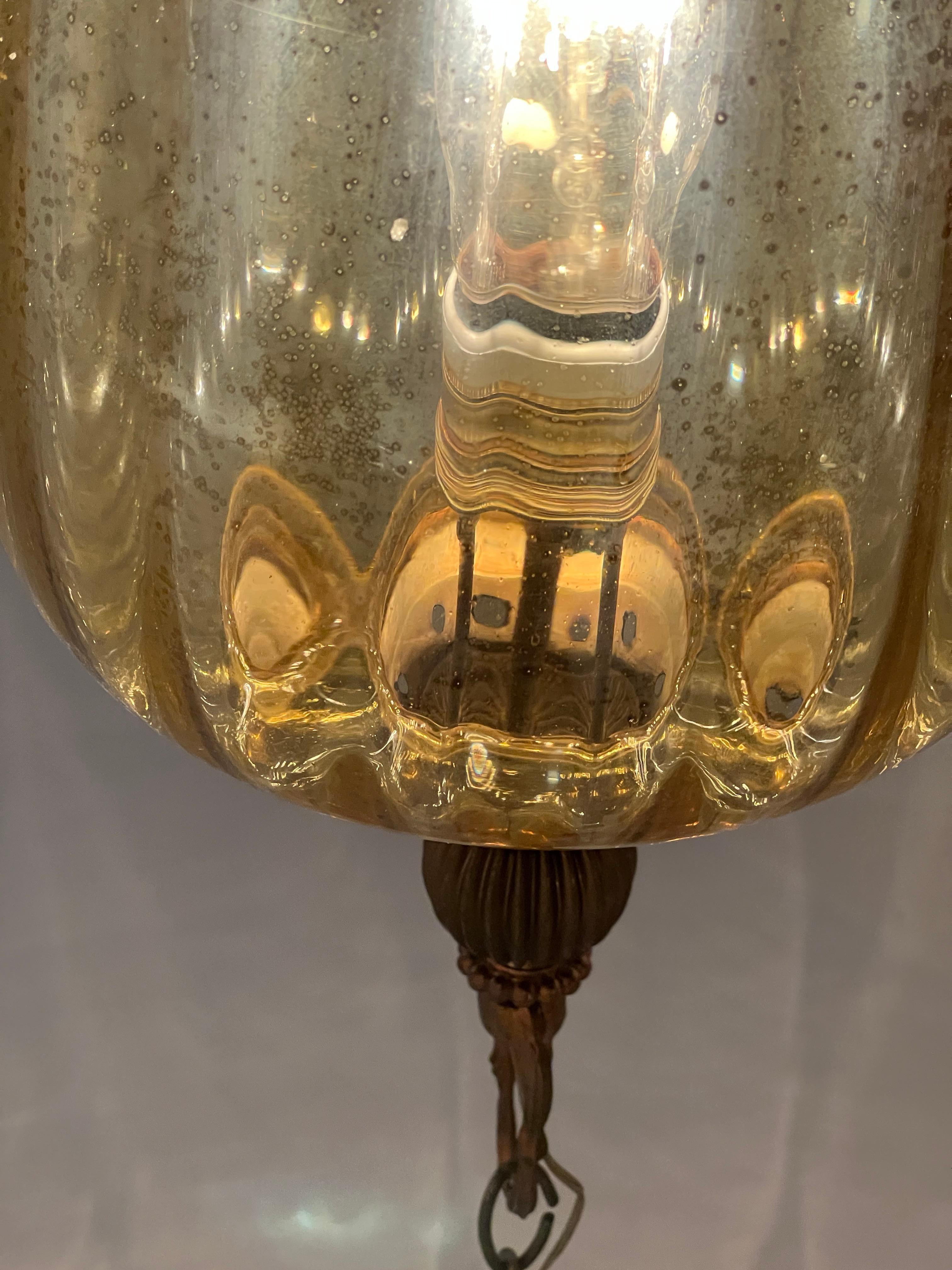 Pair Amber Lantern Chandeliers, Murano 2