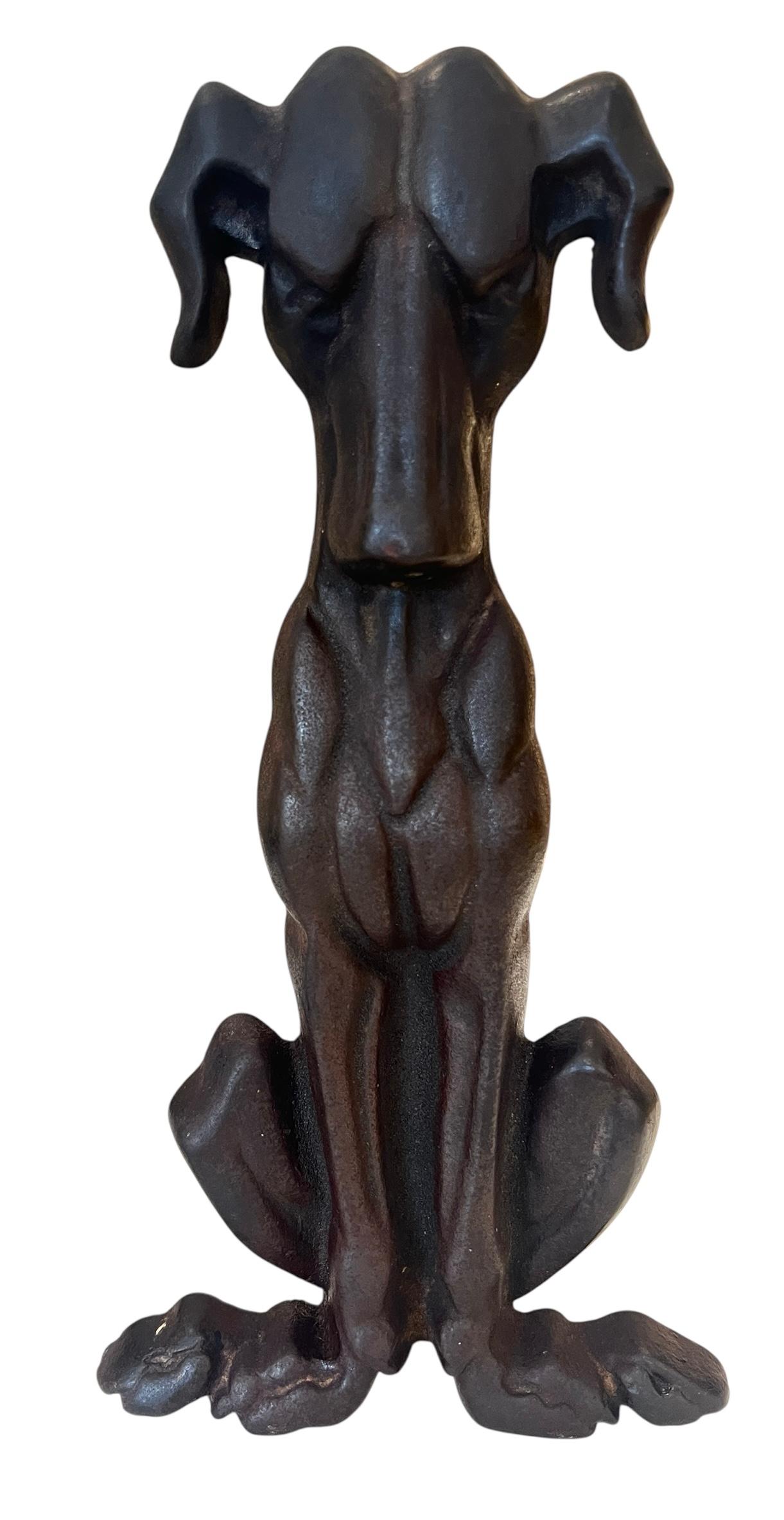 Paar amerikanische Art Deco Gusseisen Sporting Dog Androns C. 1900 im Angebot 2
