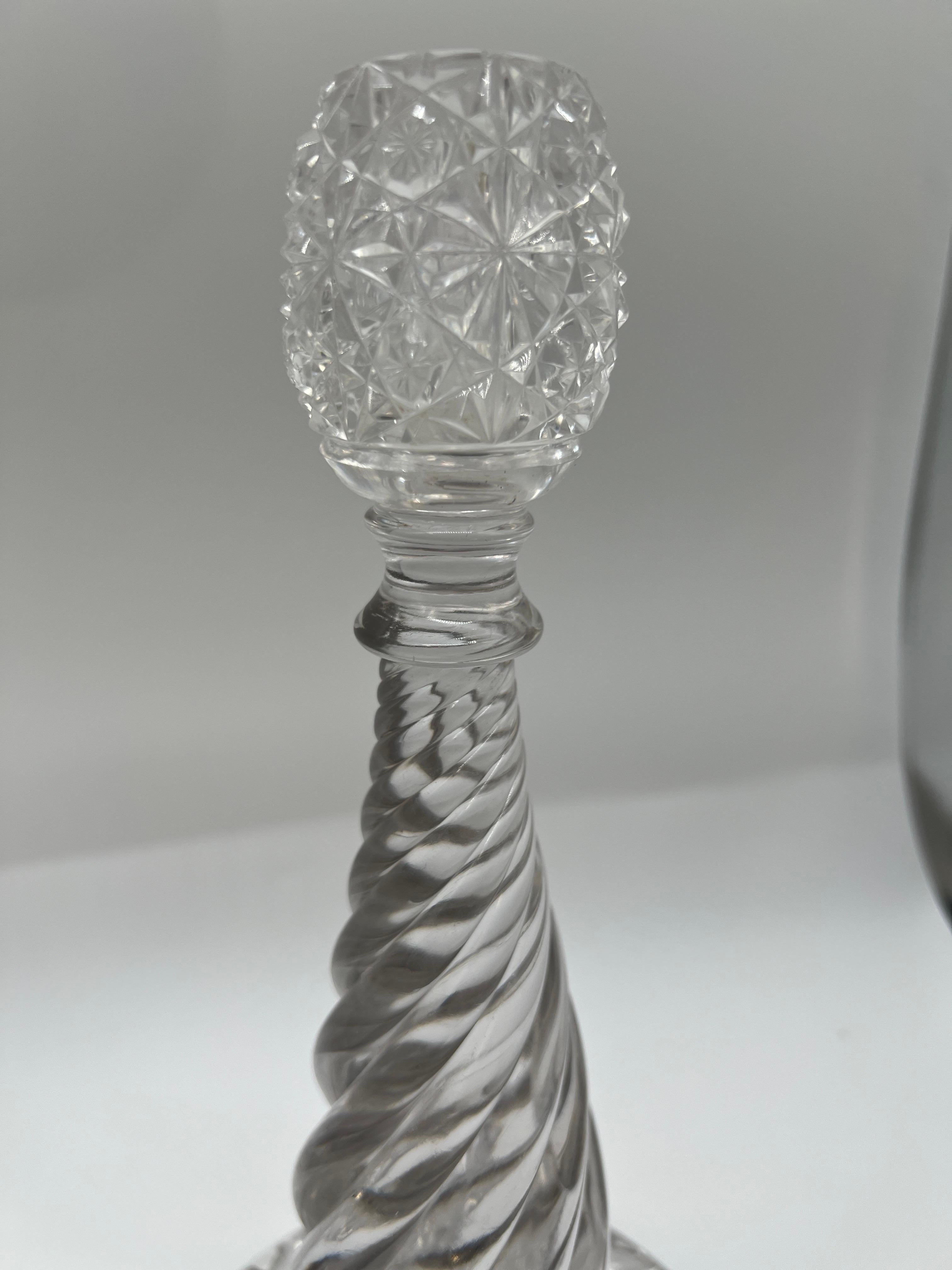 Pair, American Brilliant Period Cut Glass Russian & Swirl Pattern Candlesticks  For Sale 5