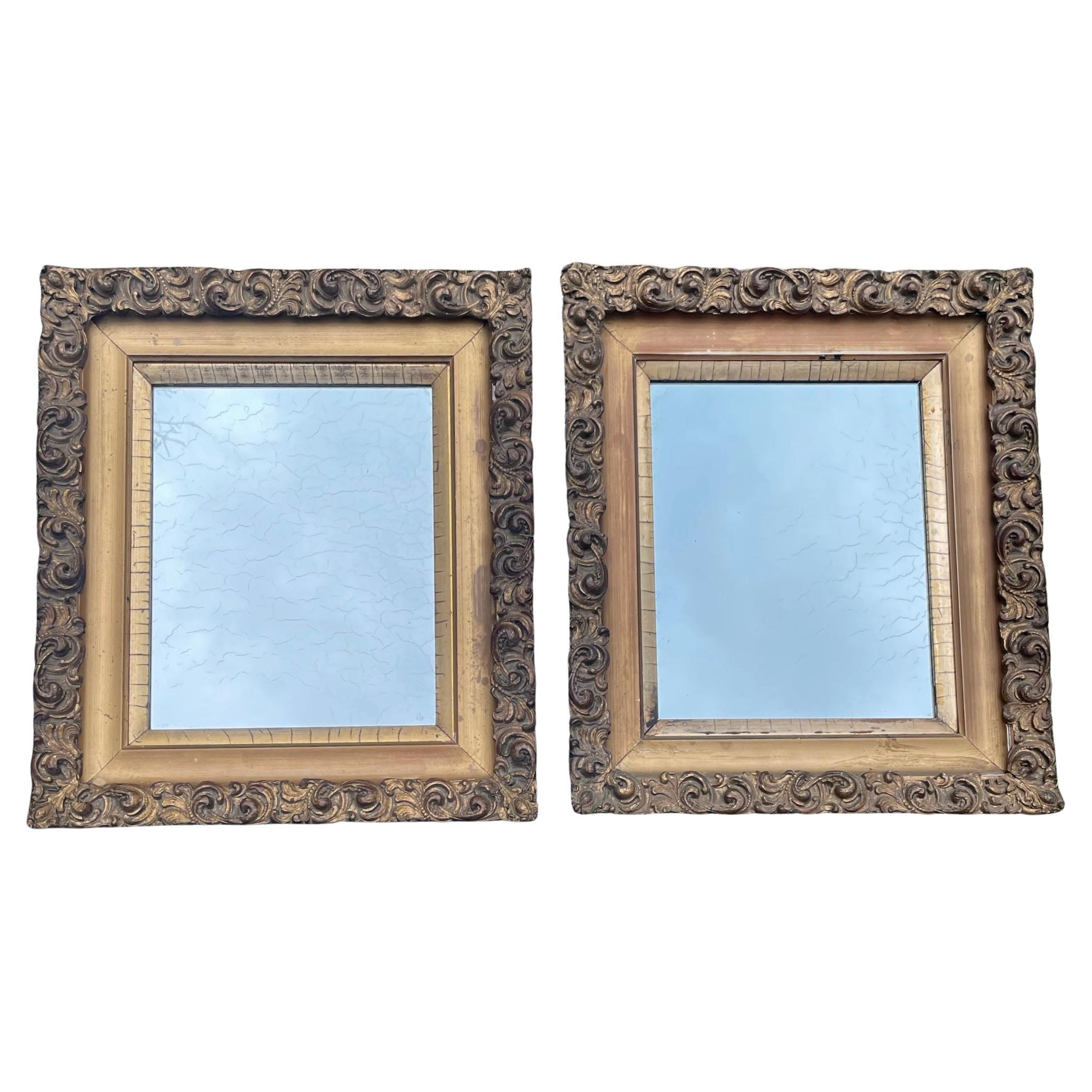 Pair American Carved Giltwood Mirrors For Sale