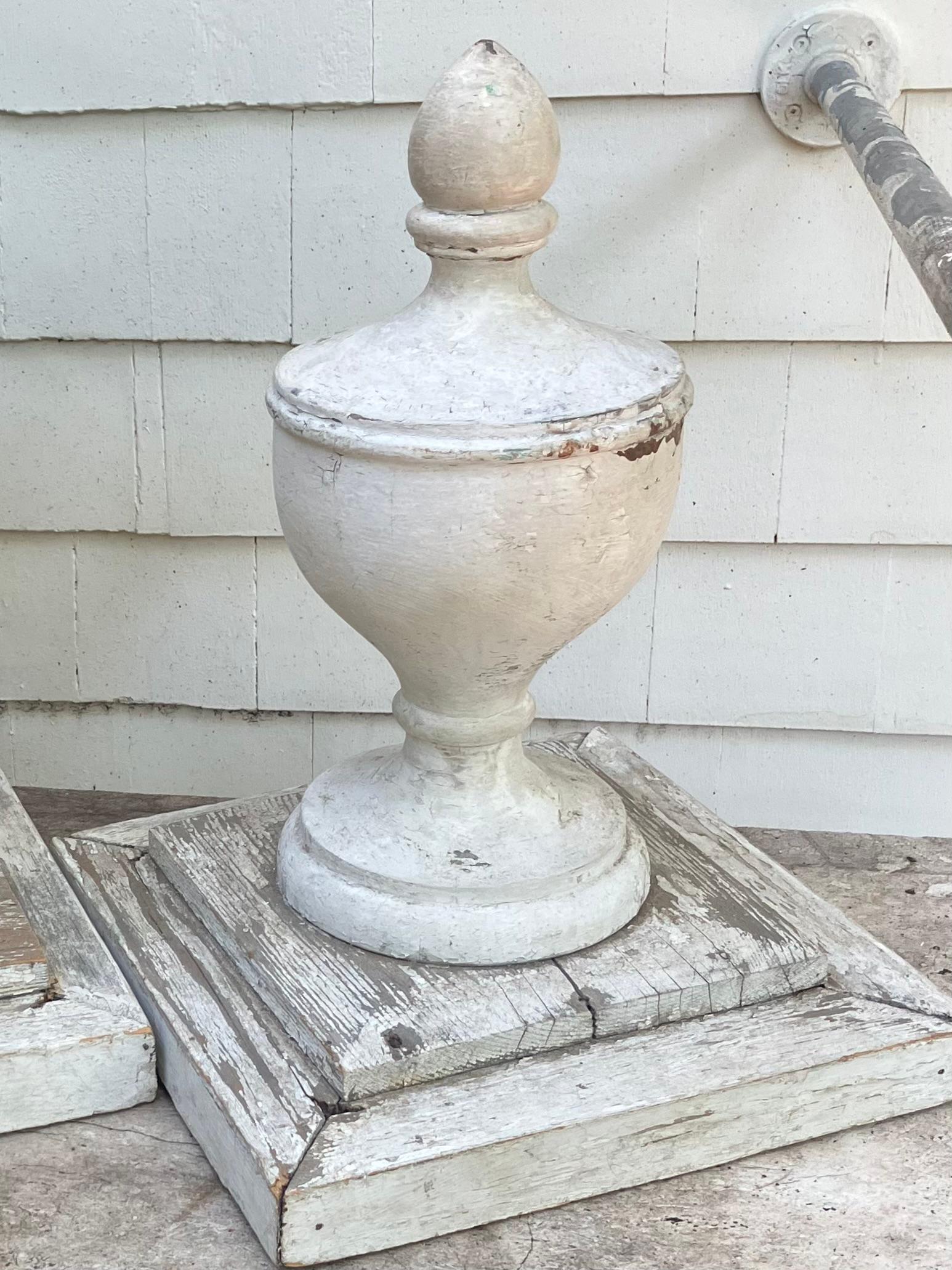 Pair American Carved Urn Finials For Sale 2