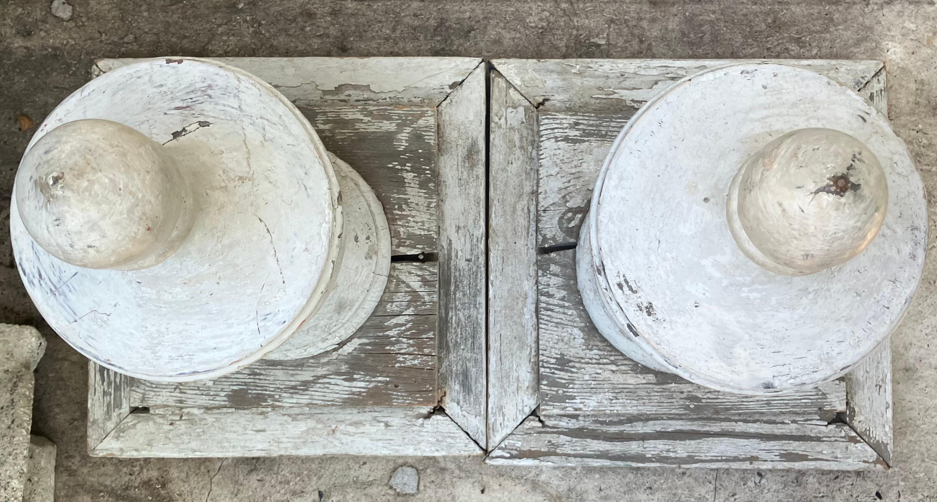 Pair American Carved Urn Finials For Sale 3