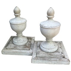 Pair American Carved Urn Finials