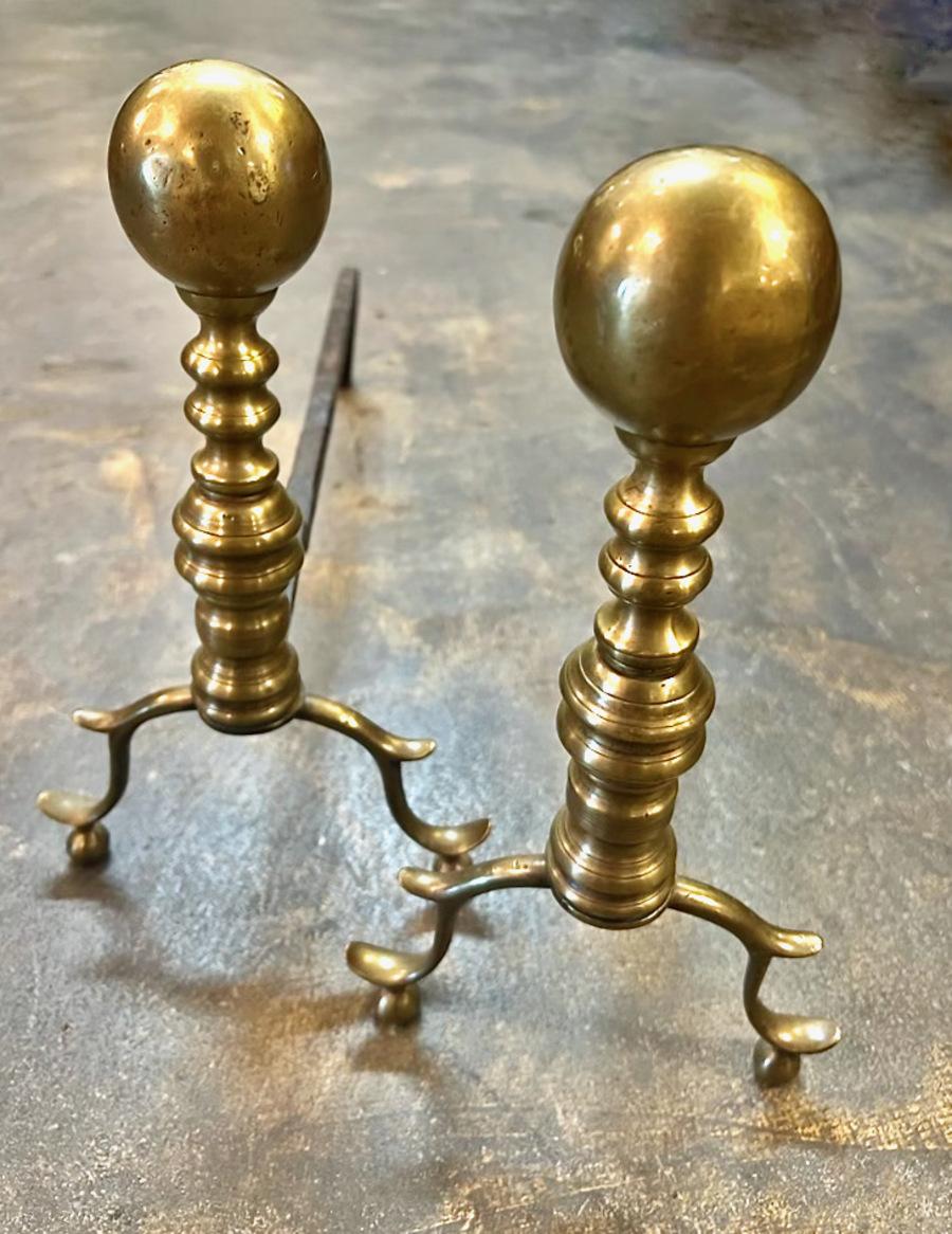 Pair American Federal Cannonball Andirons 1