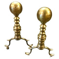 Pair American Federal Cannonball Andirons