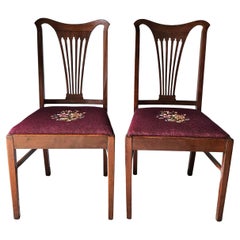 Pair American Mahogany and Needlepoint Upholstered Chairs