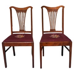 Pair American Mahogany and Needlepoint Upholstered Chairs