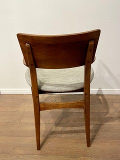 Pair American Mid Century Atomic Age Walnut Dining Chairs 1 Captain Chair