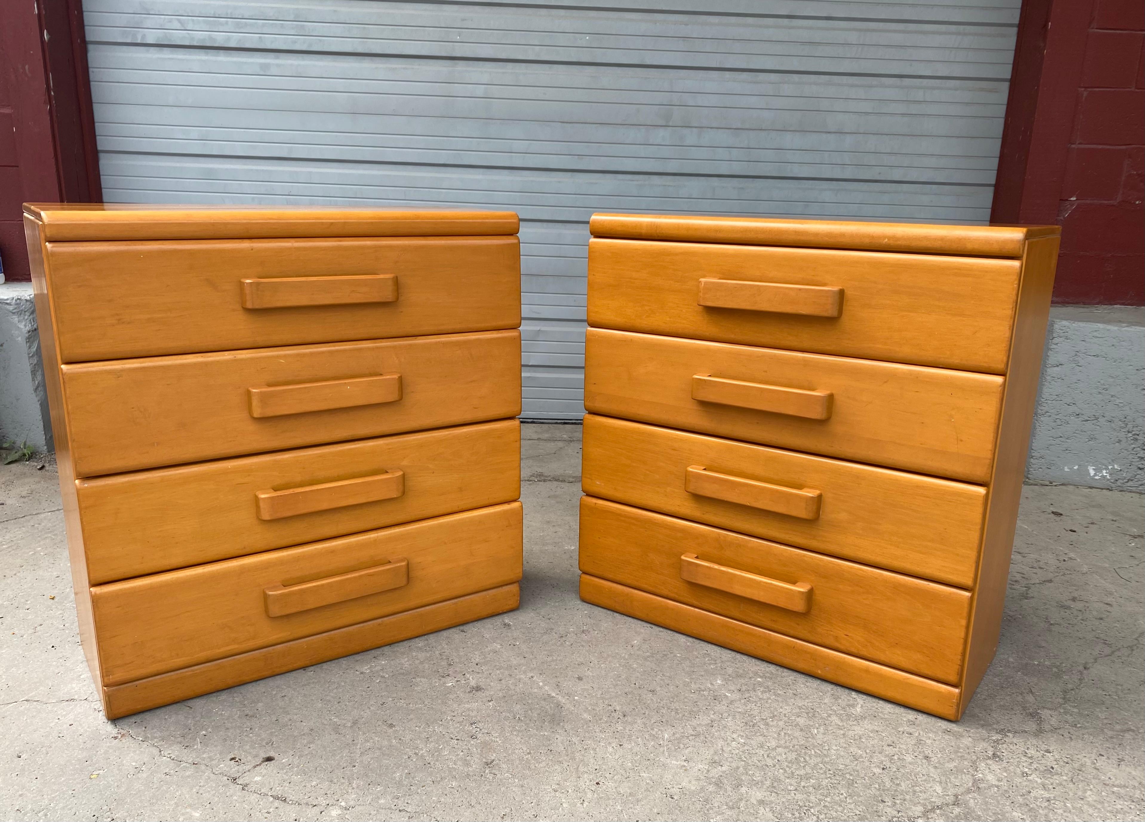 Birch Pair of American Modern 4 Drawer Chests / Desk, Russel Wright, Conant Ball For Sale