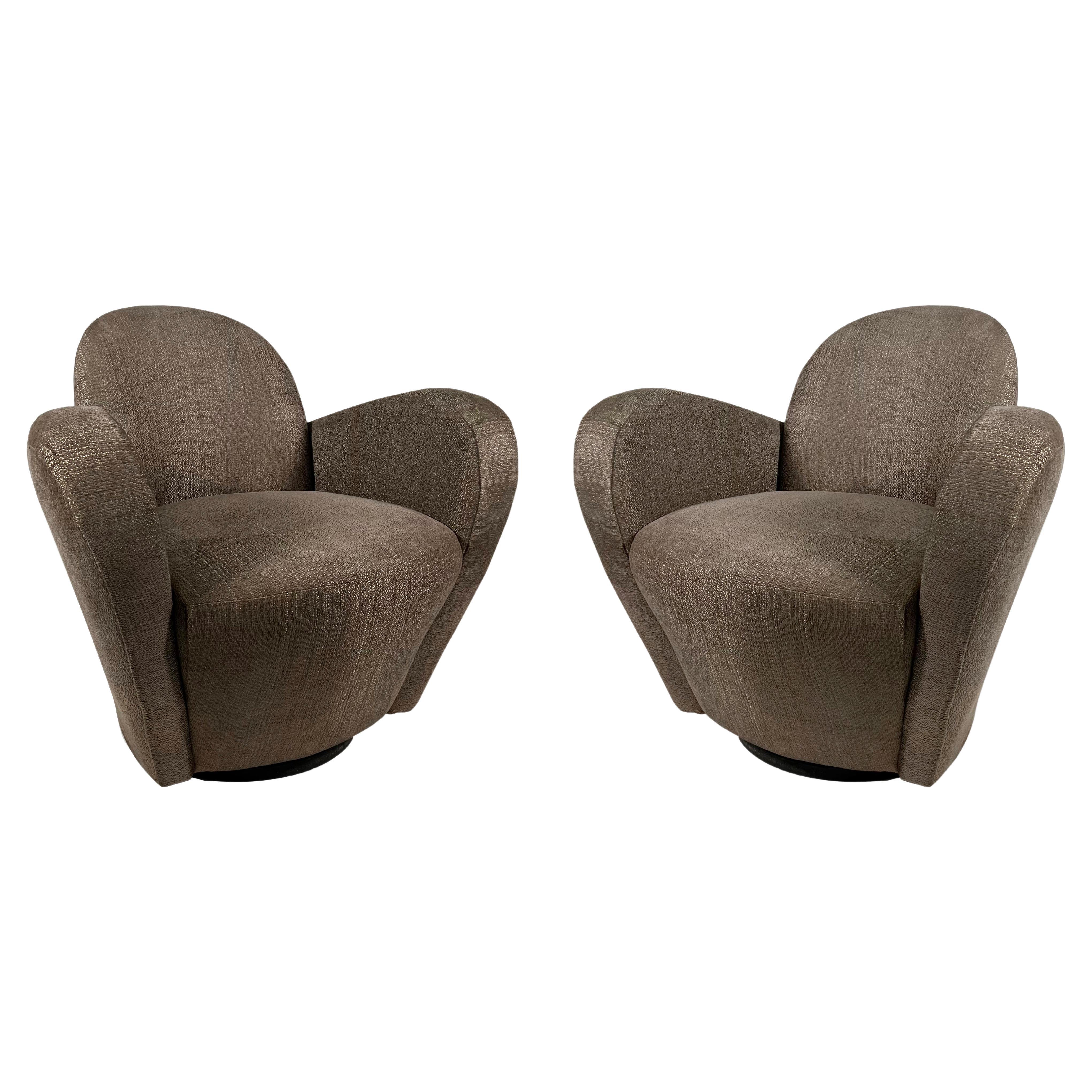 Pair Of Outstanding Modernist Swivel Chairs by Leon Rosen at 1stDibs