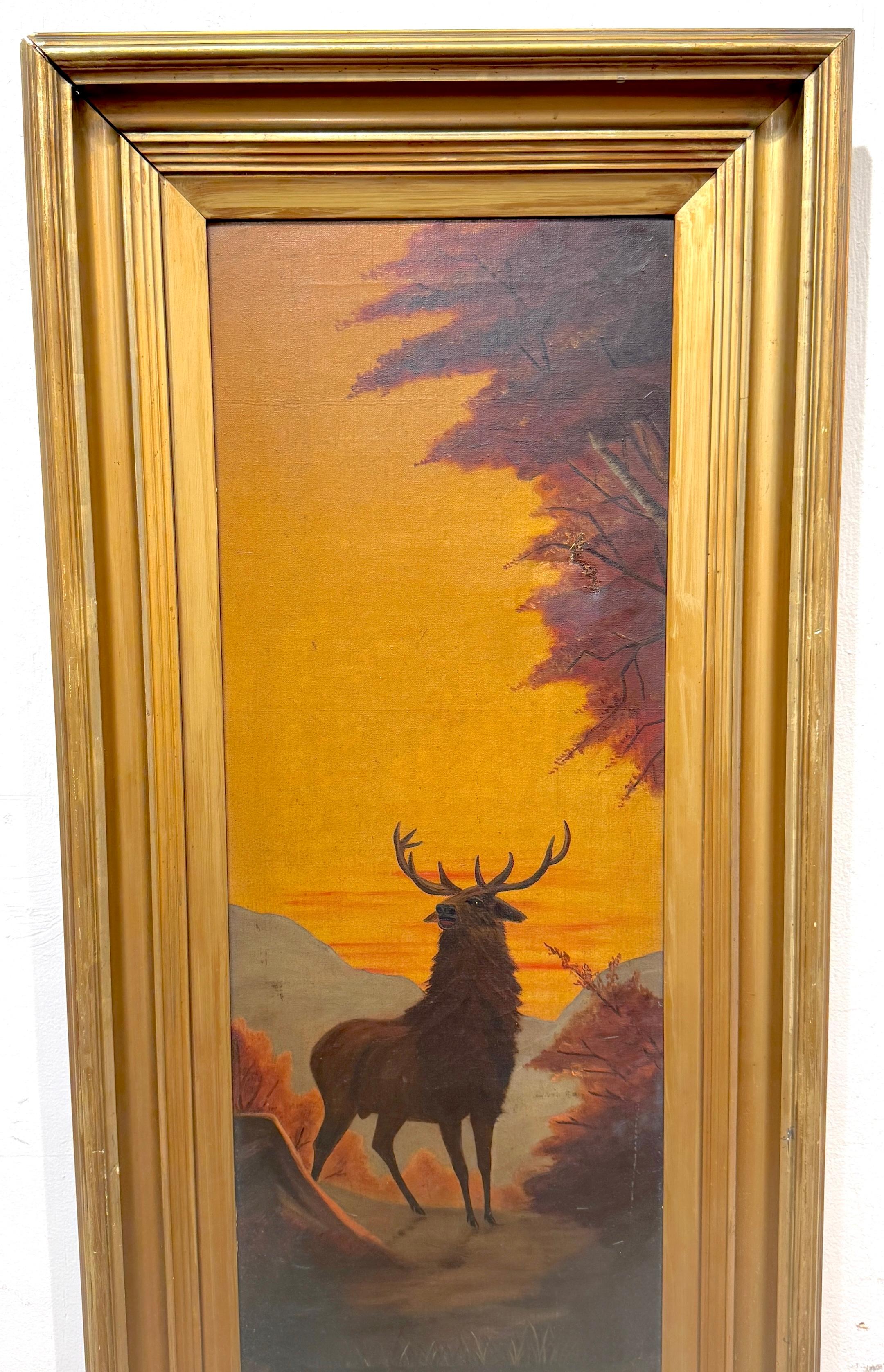 Paar amerikanische Sportgemälde Elch und Weißwedelhirschbock, signiert A. Crozier im Angebot 2