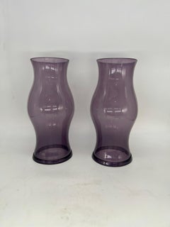 Pair, Amethyst Blown Glass Hurricanes