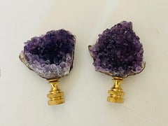 Pair Amethyst Geode Lsmp Finials pair