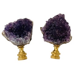 Pair Amethyst Geode Lsmp Finials pair