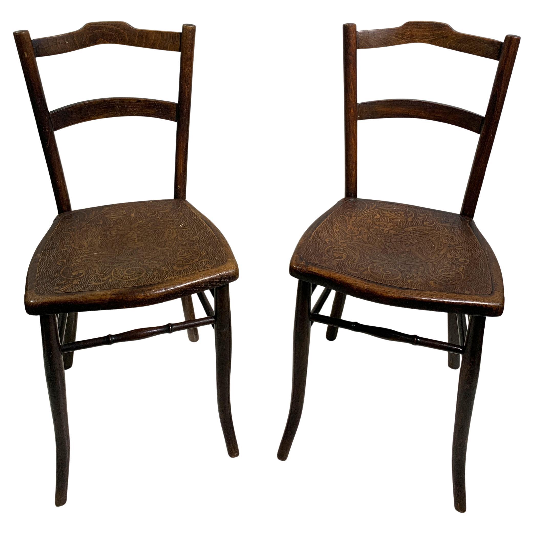 Paar A.M.Luther "Luterma" Art Deco Bugholz/geprägtes Sperrholz Stühle-Estland/1920 im Angebot