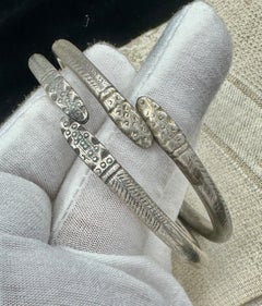 Pair Ancient Roman Snake Bracelets Silver 2nd century AD Wearable Museum Quality