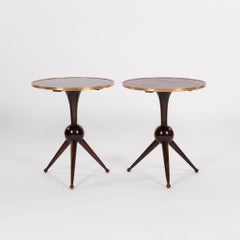 Pair Andre Arbus Style Black Cerused Oak Side Tables