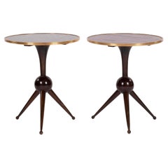 Pair Andre Arbus Style Black Cerused Oak Side Tables