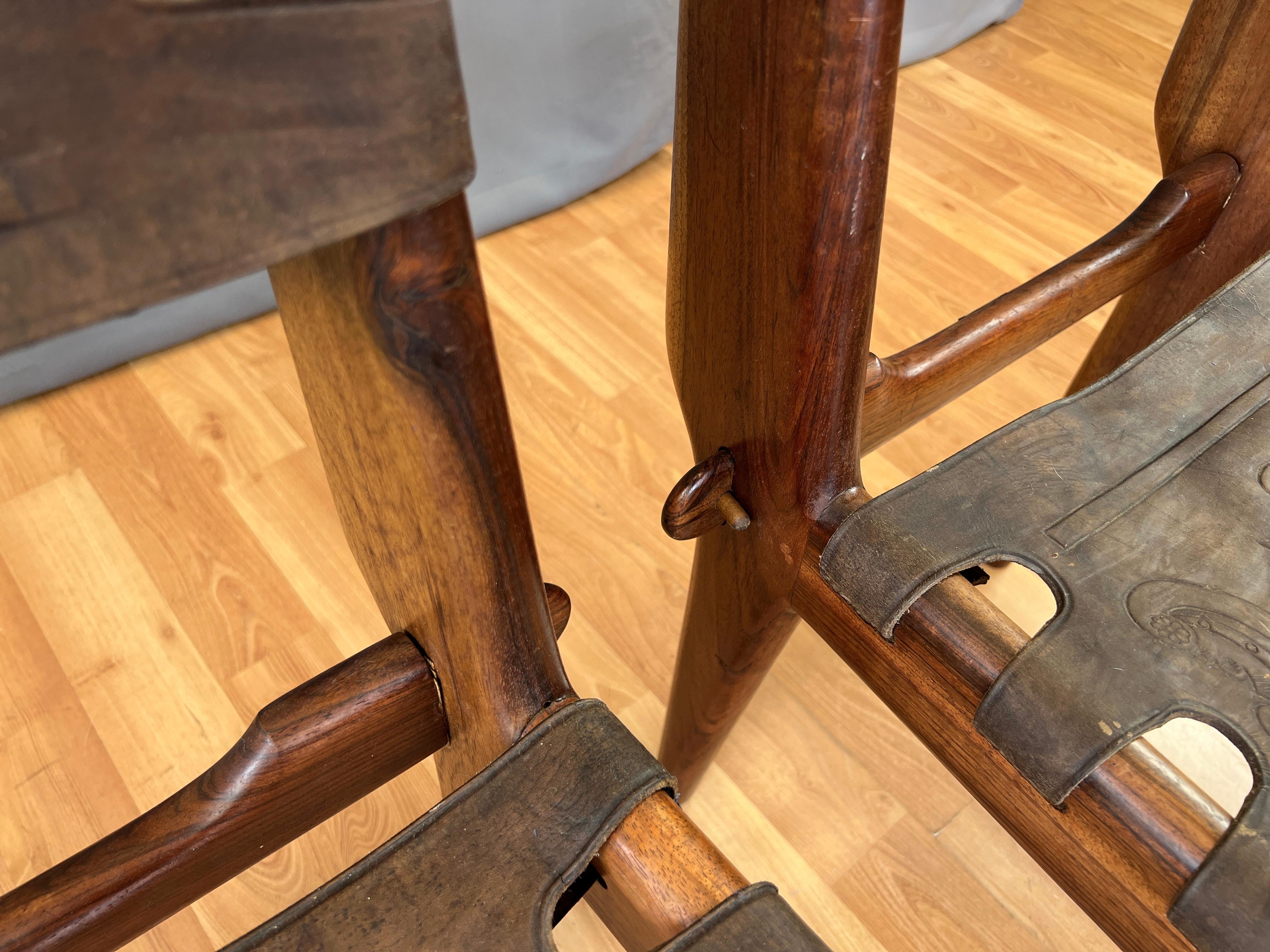 Pair Angel Pazmińo Teak and Leather Chairs for Muebles De Estilo 10