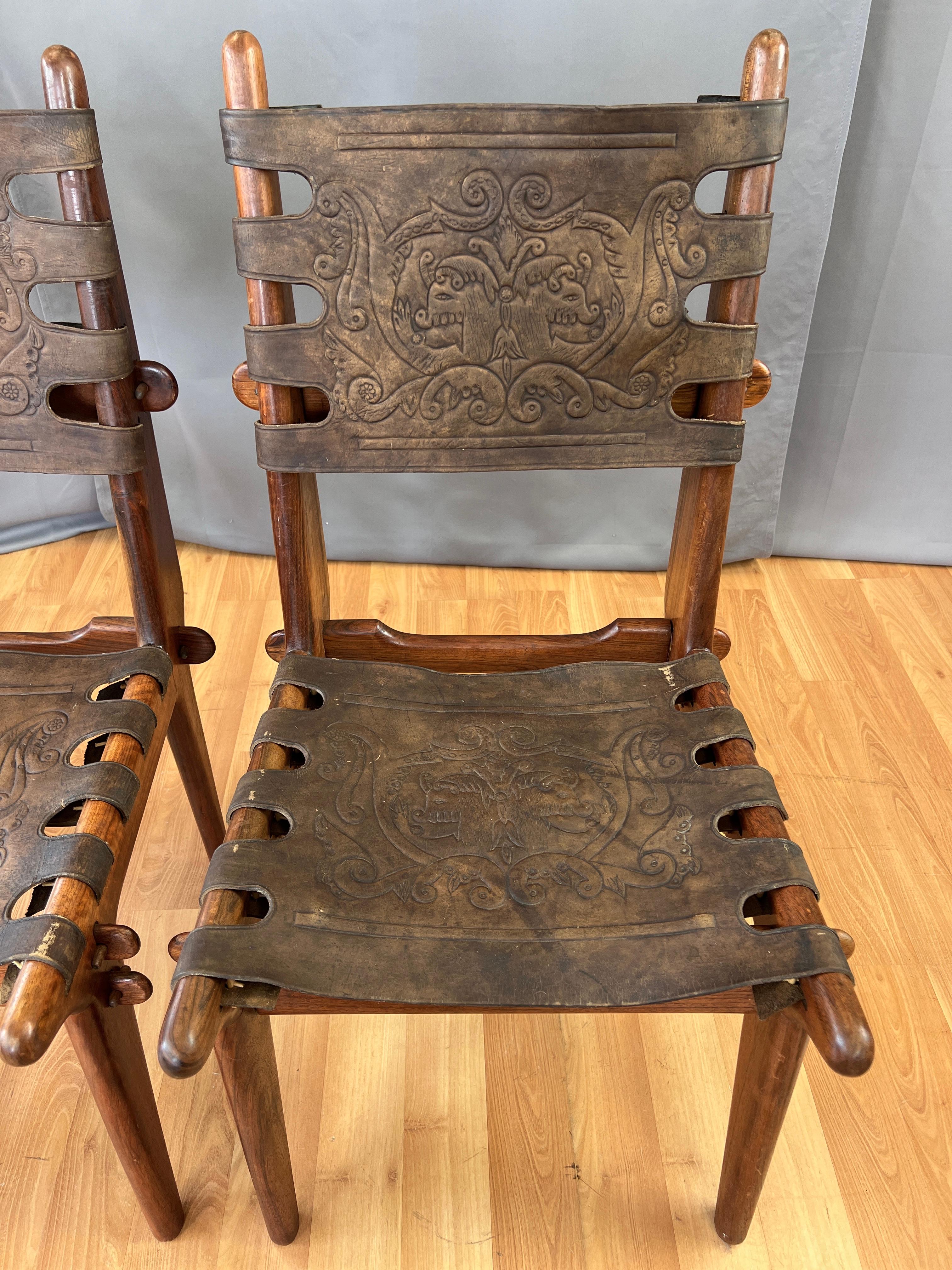 Pair Angel Pazmińo Teak and Leather Chairs for Muebles De Estilo In Good Condition In San Francisco, CA