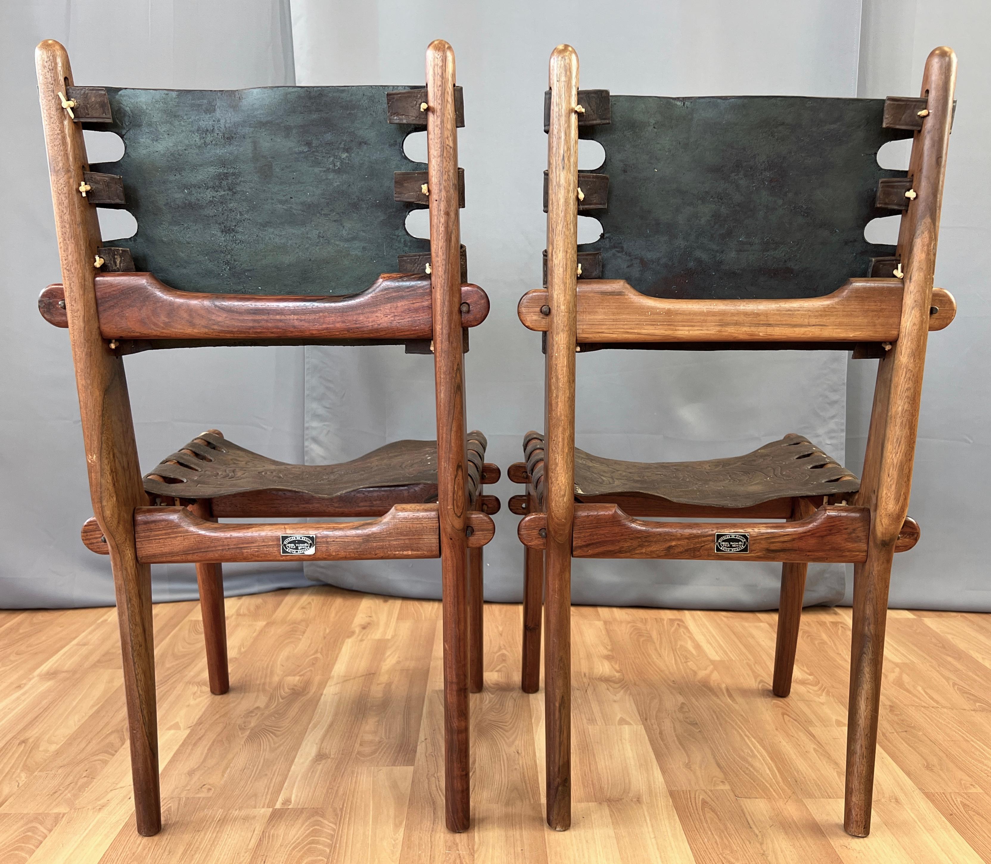 Pair Angel Pazmińo Teak and Leather Chairs for Muebles De Estilo 1