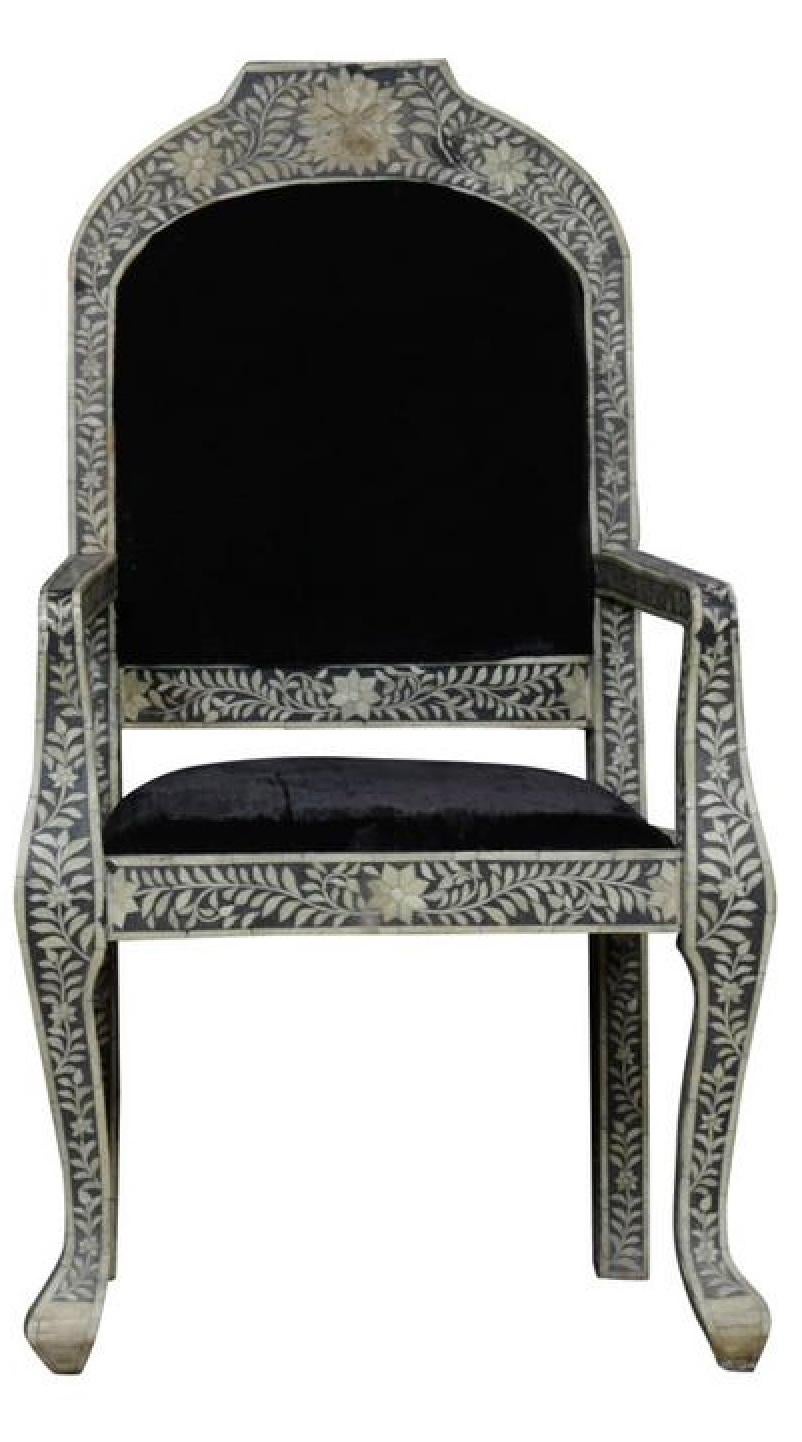 XIXe siècle Paire de fauteuils anciens de style anglo-indien Levantine incrustés d'os  Circa 1890 en vente
