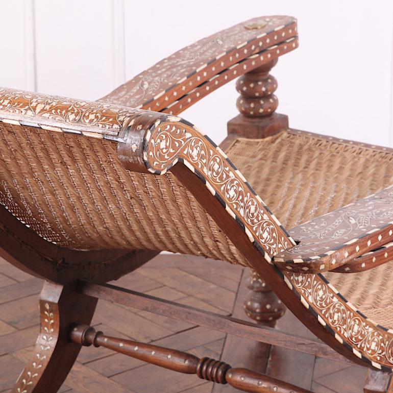 Pair of Anglo-Indian Inlaid Teak Plantation Chairs 5