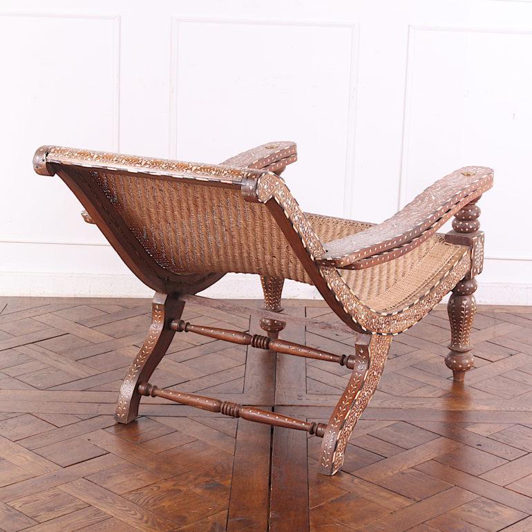 Pair of Anglo-Indian Inlaid Teak Plantation Chairs 4