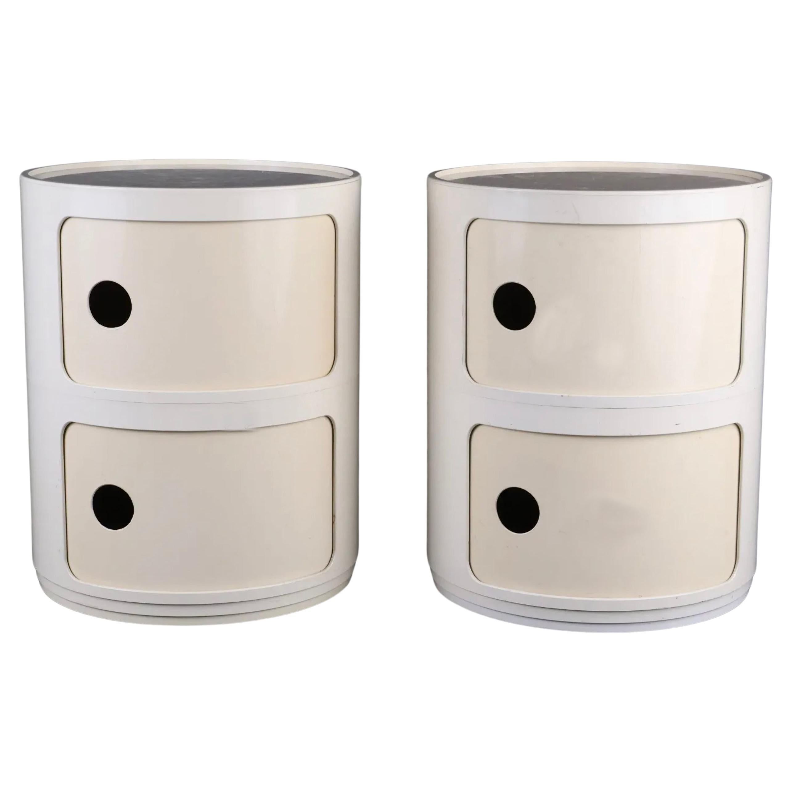 Pair Anna Castelli Ferrieri for Kartell Componibili Containers in white 1970s For Sale